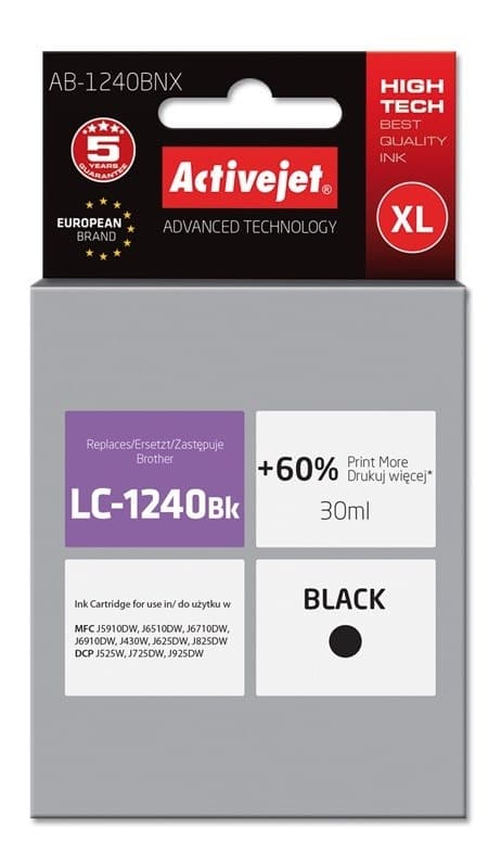 Tusz zamiennik Activejet Supreme do Brother LC1240BK/1220BK 30 ml czarny
