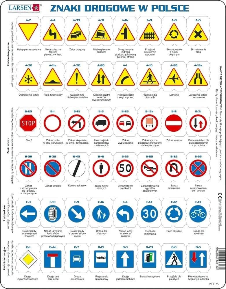 Układanka edukacyjna Znaki Drogowe Polska Maxi dla dzieci
