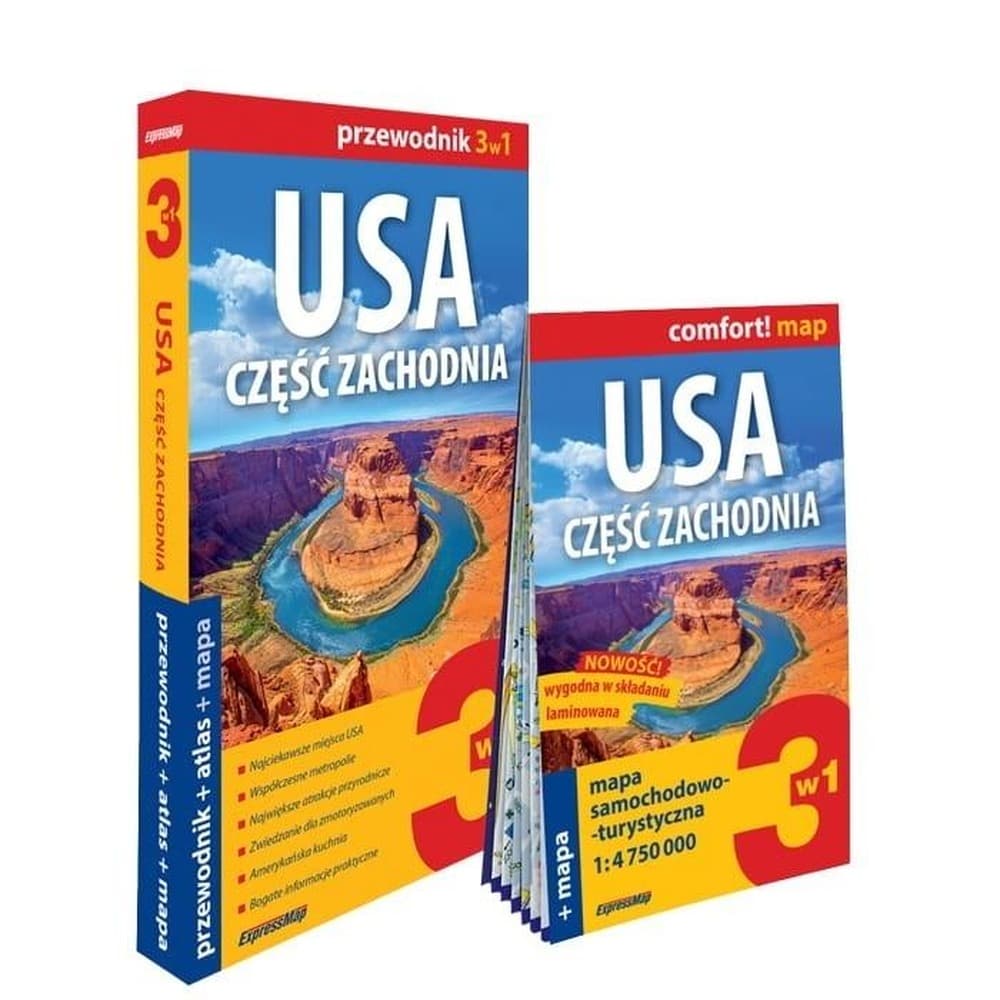 USA Część zachodnia przewodnik atlas i mapa 3w1