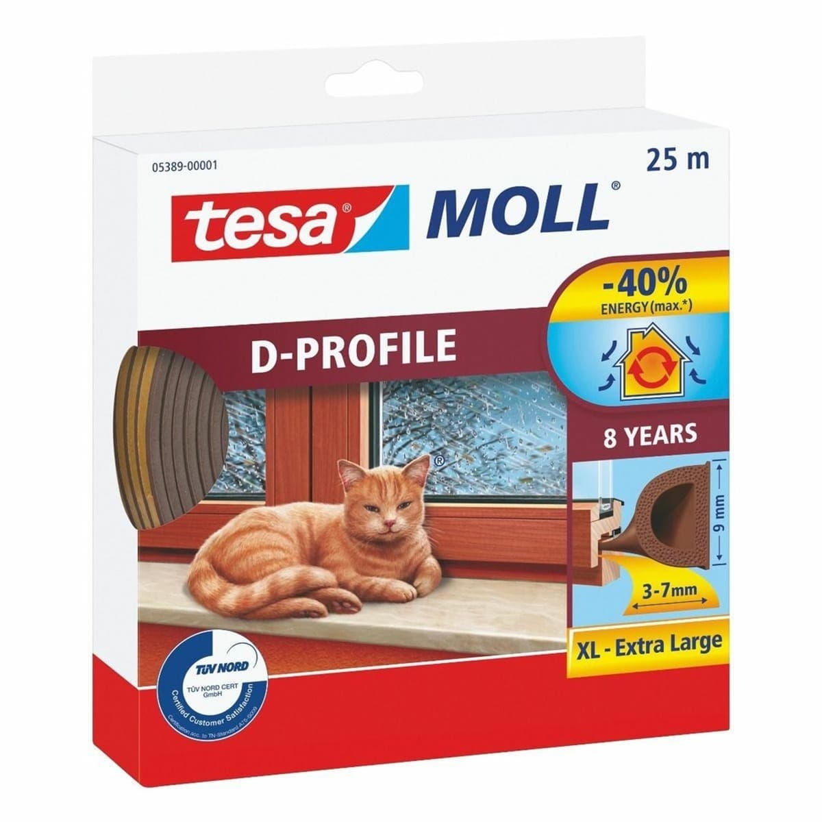 Uszczelka okienna TESA profil D brązowa 25 m x 9 mm
