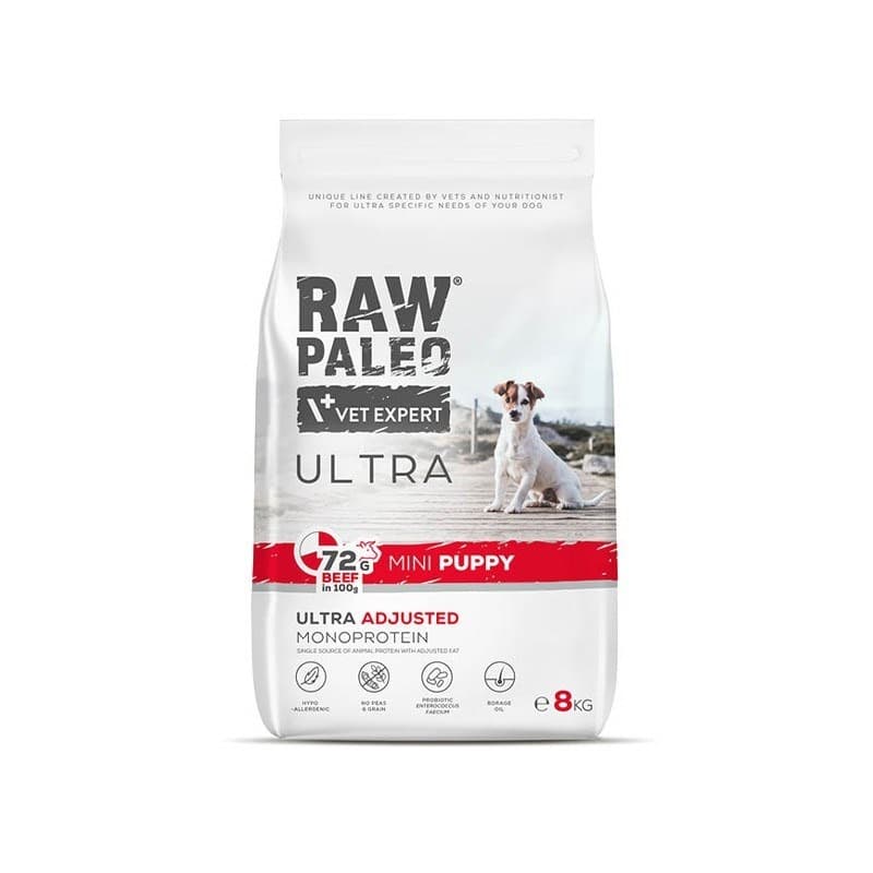 VetExpert Raw Paleo Ultra karma dla szczeniąt Mini Wołowina sucha 8 kg