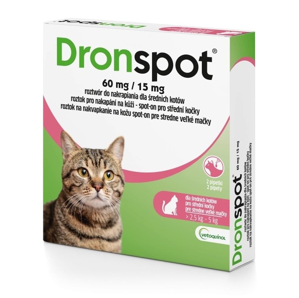 Vetoquinol DRONSPOT Krople dla średnich kotów (2,5-5kg)