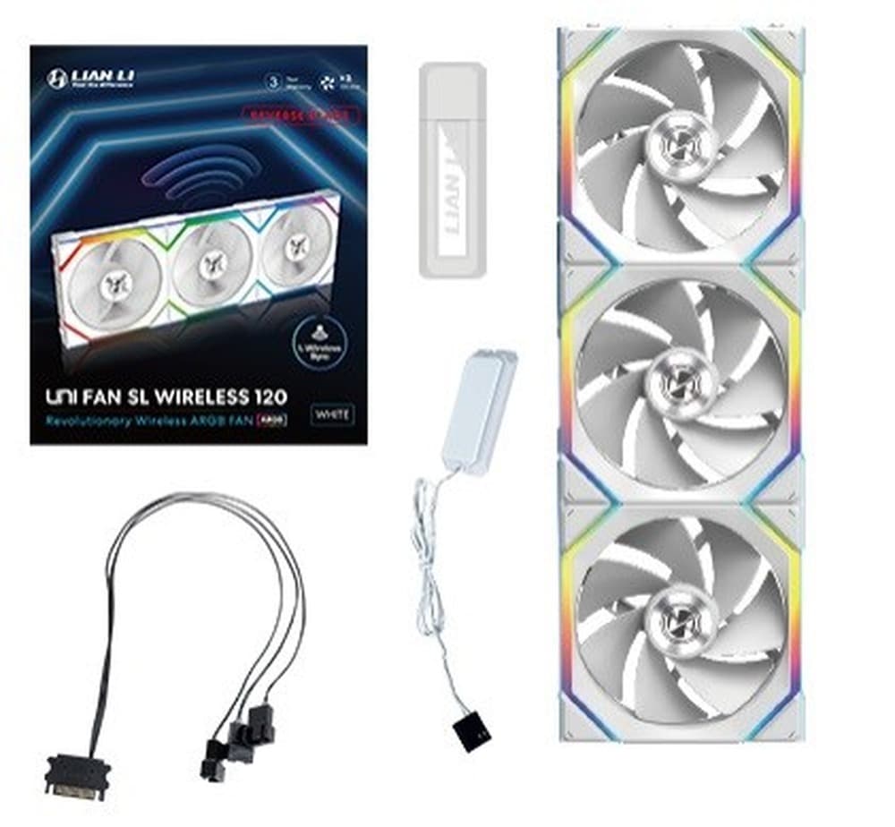 Wentylator Lian Li UNI FAN SL Wireless 120 Reverse Blade 3 sztuki biały