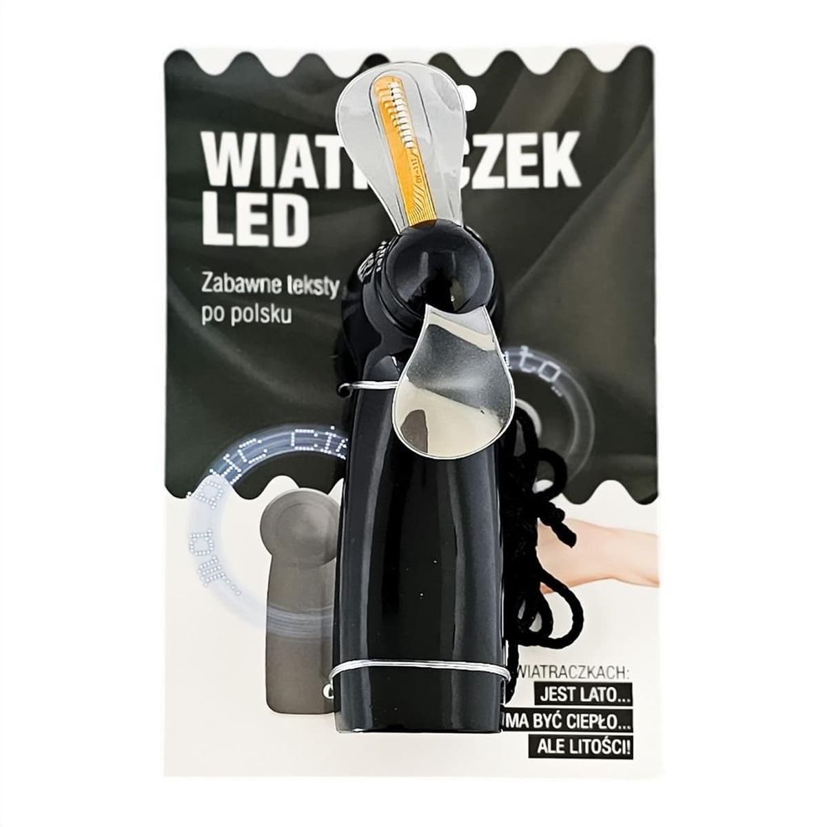 Wiatraczek LED z wyświetlaczem napisów czarny