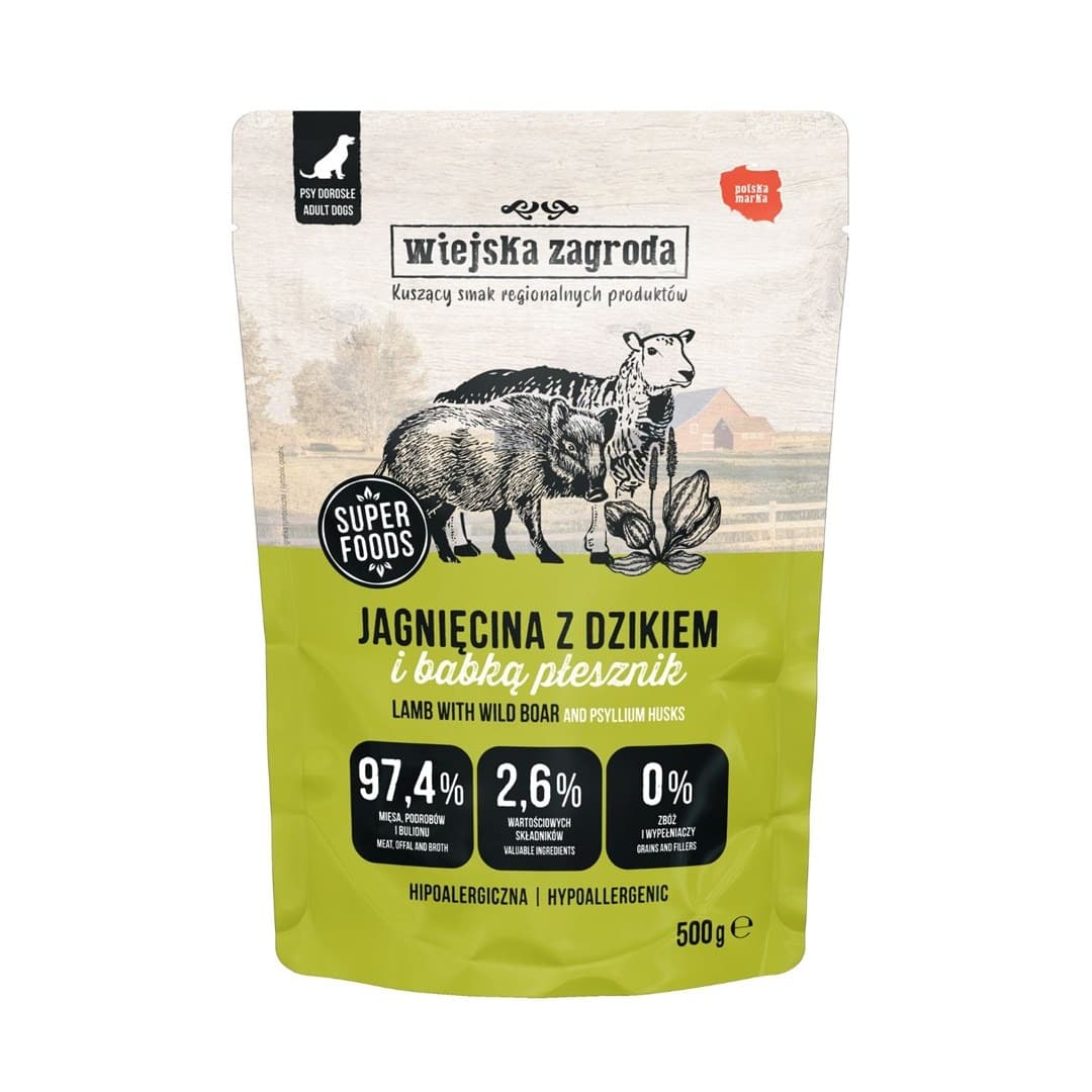 Wiejska Zagroda karma mokra dla psa Jagnięcina z dzikiem 500 g