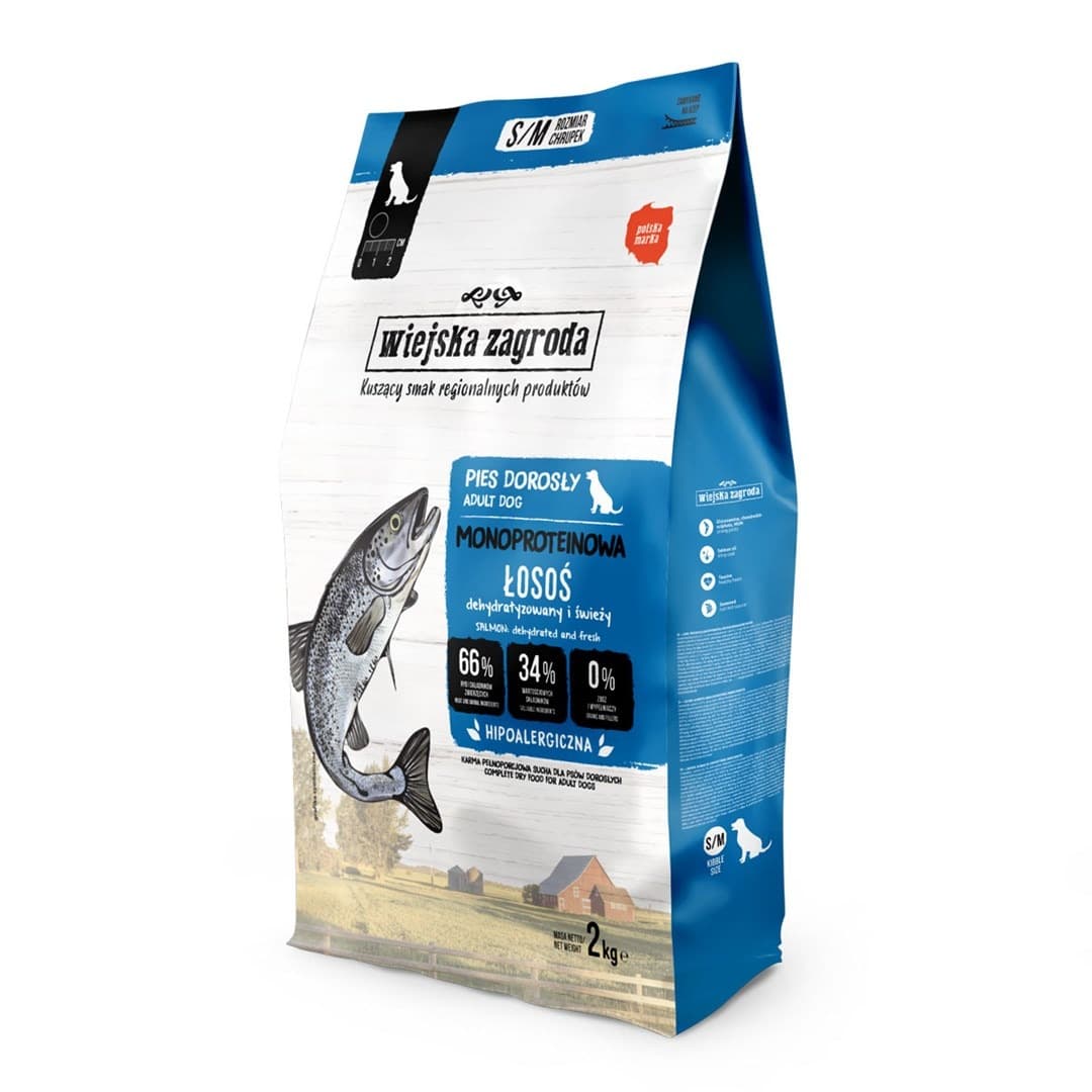 Wiejska Zagroda Monobiałkowa Karma Sucha dla Psa Łosoś S/M 2 kg