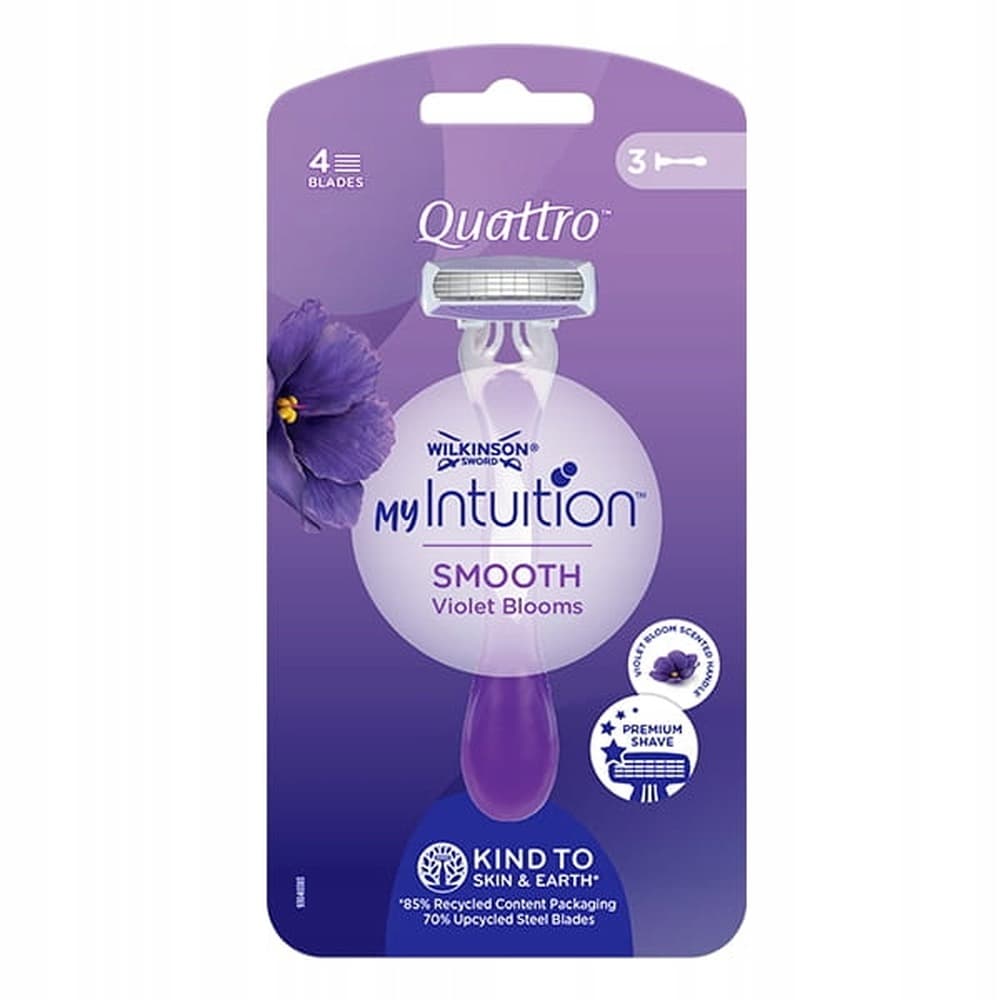 Wilkinson Quattro My Intution Violet Blooms maszynka do golenia 3 sztuki