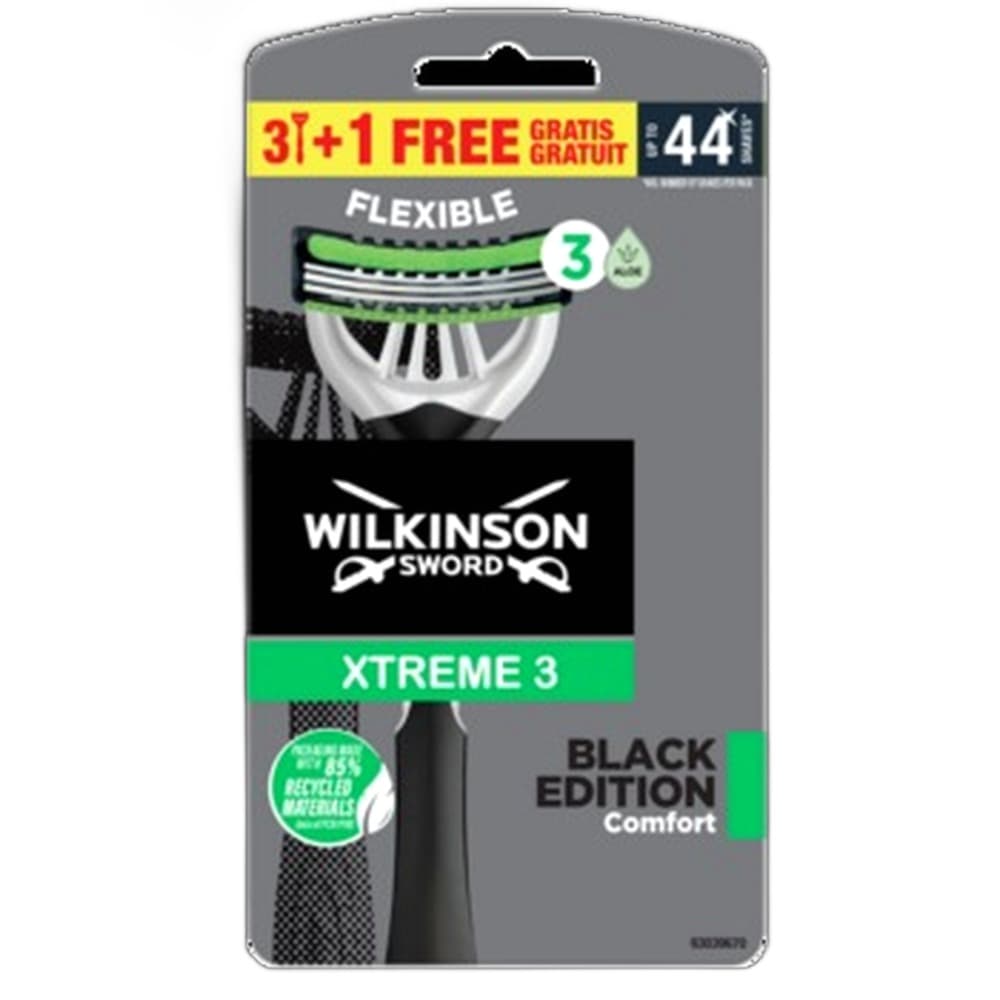 Wilkinson Sword Xtreme3 Black Edition jednorazowe maszynki do golenia dla mężczyzn, 4 szt.