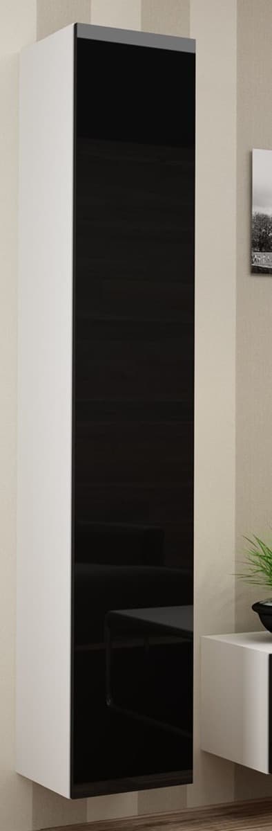 Witryna VIGO 180 cm biała z czarnym połyskiem