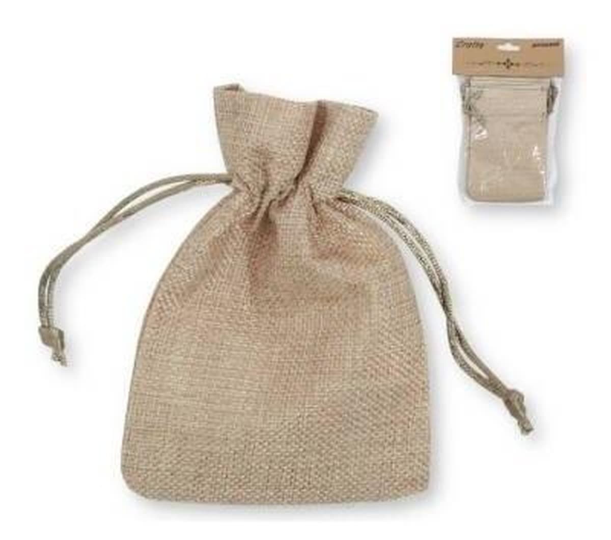 Woreczki jutowe naturalne 7 x 10 cm, 6 sztuk