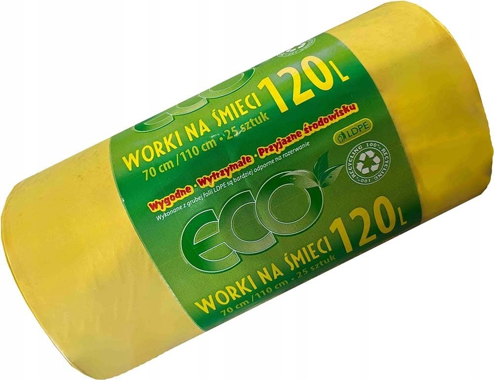 Worki na śmieci IKA 120 litrów 25 sztuk żółte