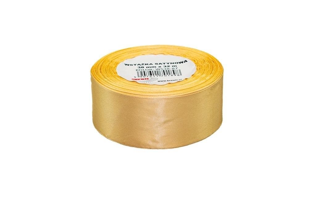 Wstążka satynowa złota o szerokości 38 mm i długości 32 m
