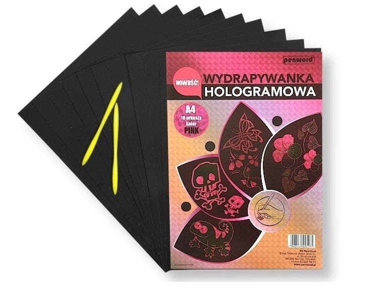 Wydrapywanka hologramowa A4 różowa Penword