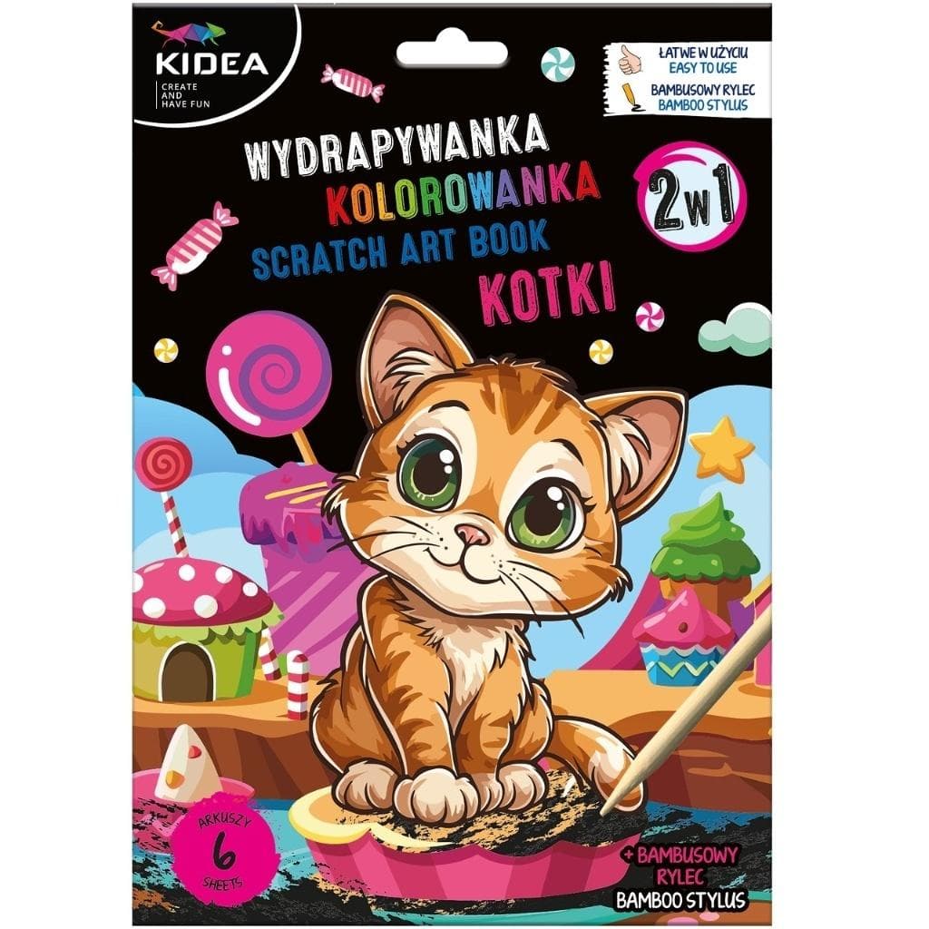 Wydrapywanka z Kolorowanką Kidea 2w1 - Pojazdy