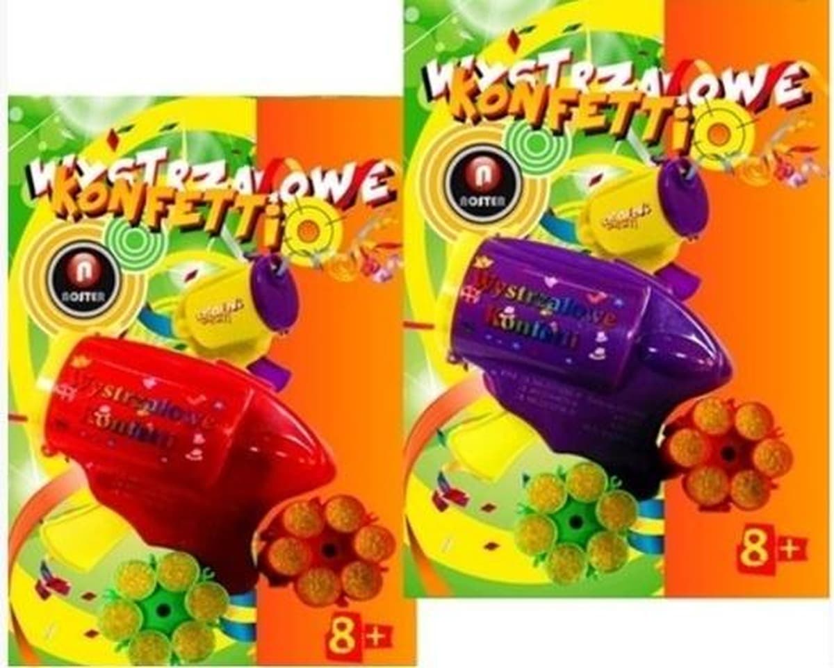 Wystrzałowe konfetti MIX z pistoletem i dwoma magazynkami