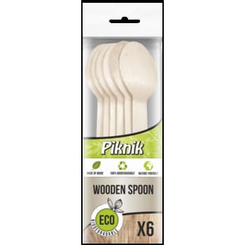 Łyżki Drewniane Piknik Eco 6 sztuk