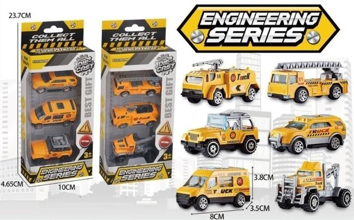 Zabawka zestaw 3 aut metalowych Engineering Series