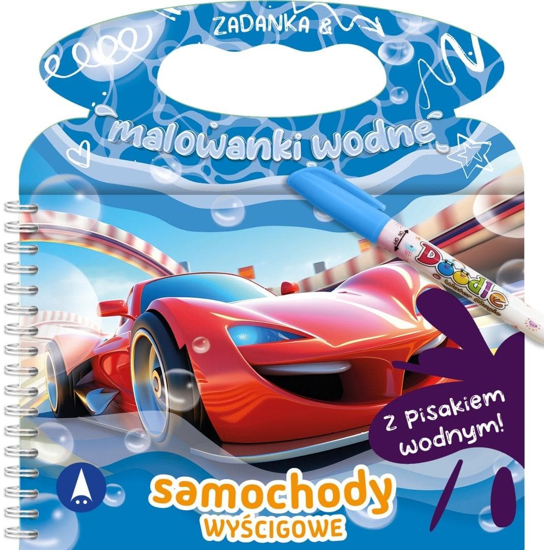 Samochody wyścigowe. Zadania i malowanki wodne - książeczka edukacyjna dla dzieci