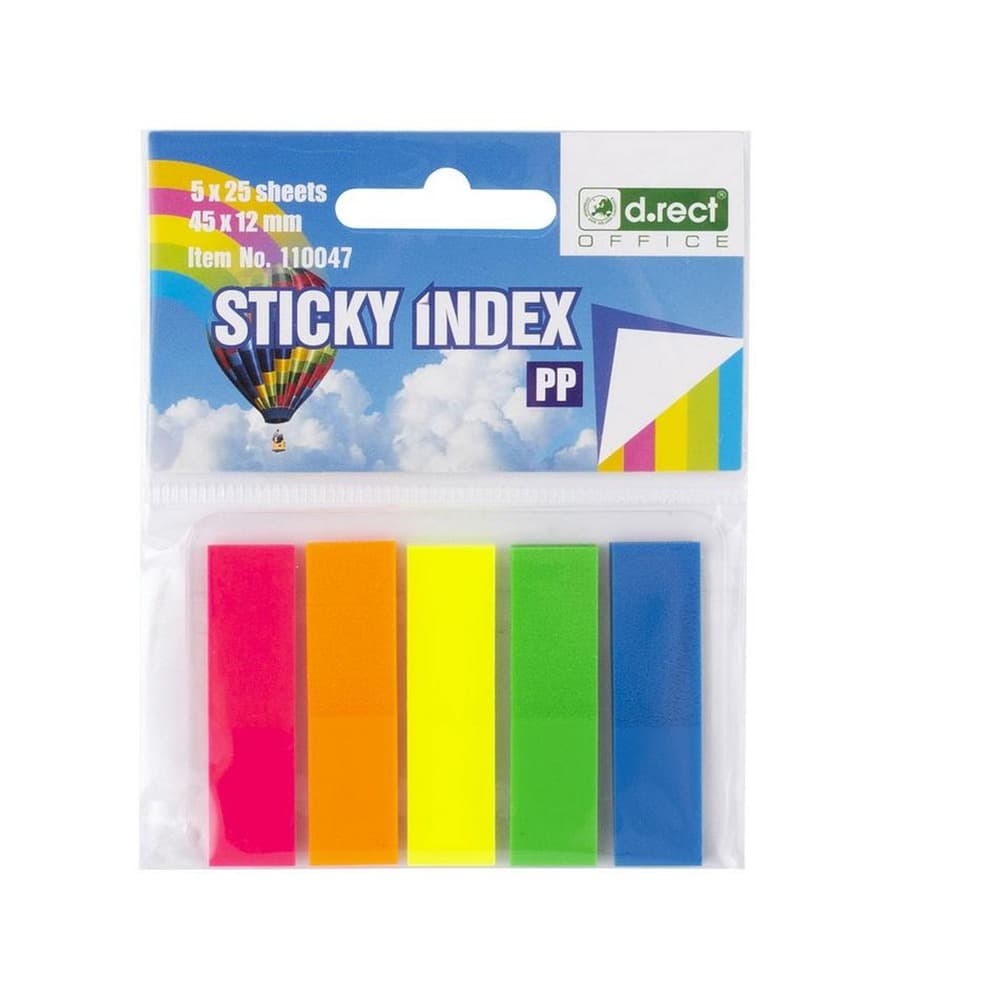 Zakładki indeksujące neonowe 12 x 45 mm, 5 sztuk