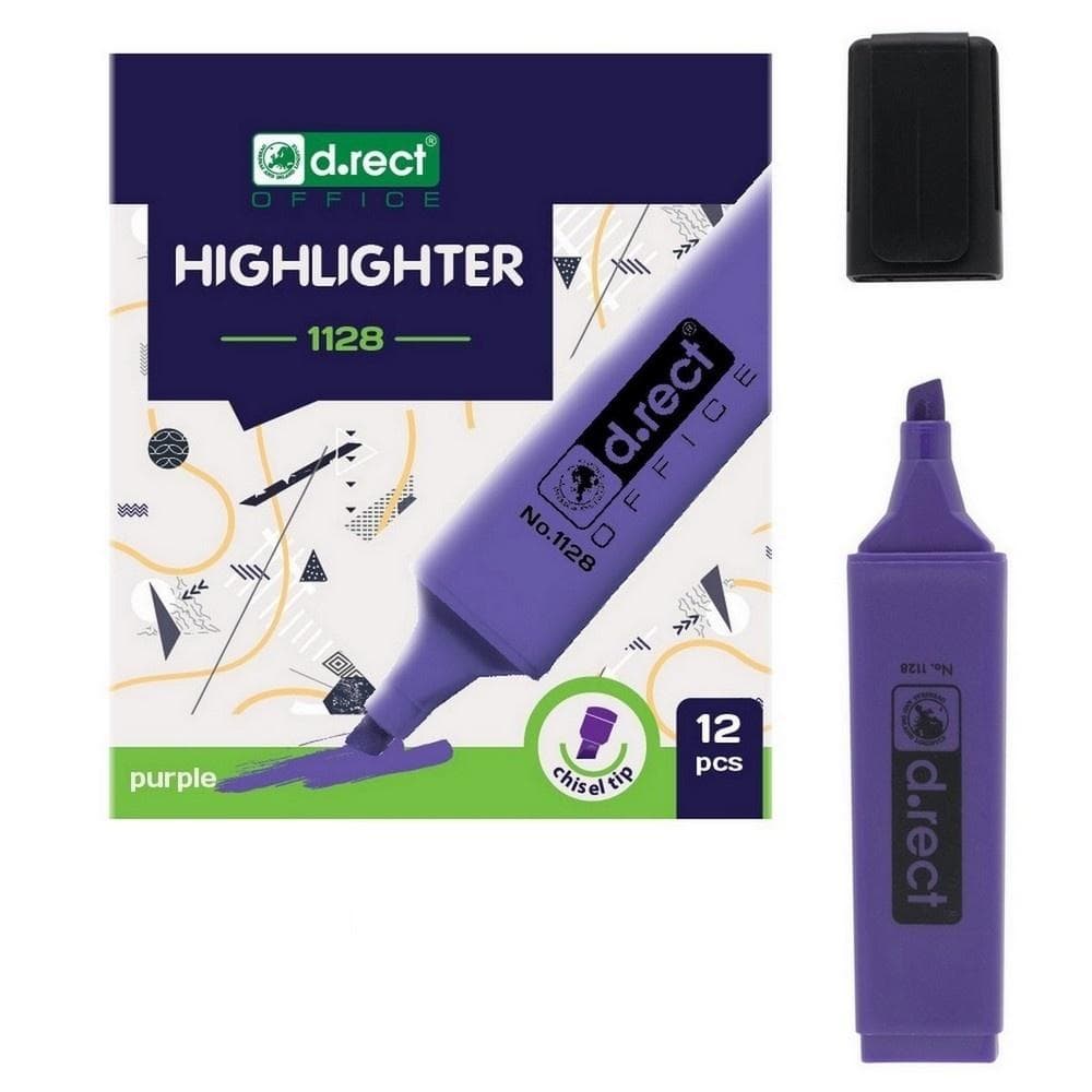 Zakreślacz fioletowy D.RECT 12 sztuk ścięta końcówka 2-5 mm