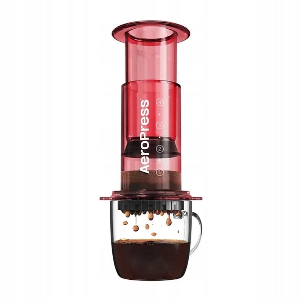 Zaparzacz do kawy AeroPress Clear - czerwony