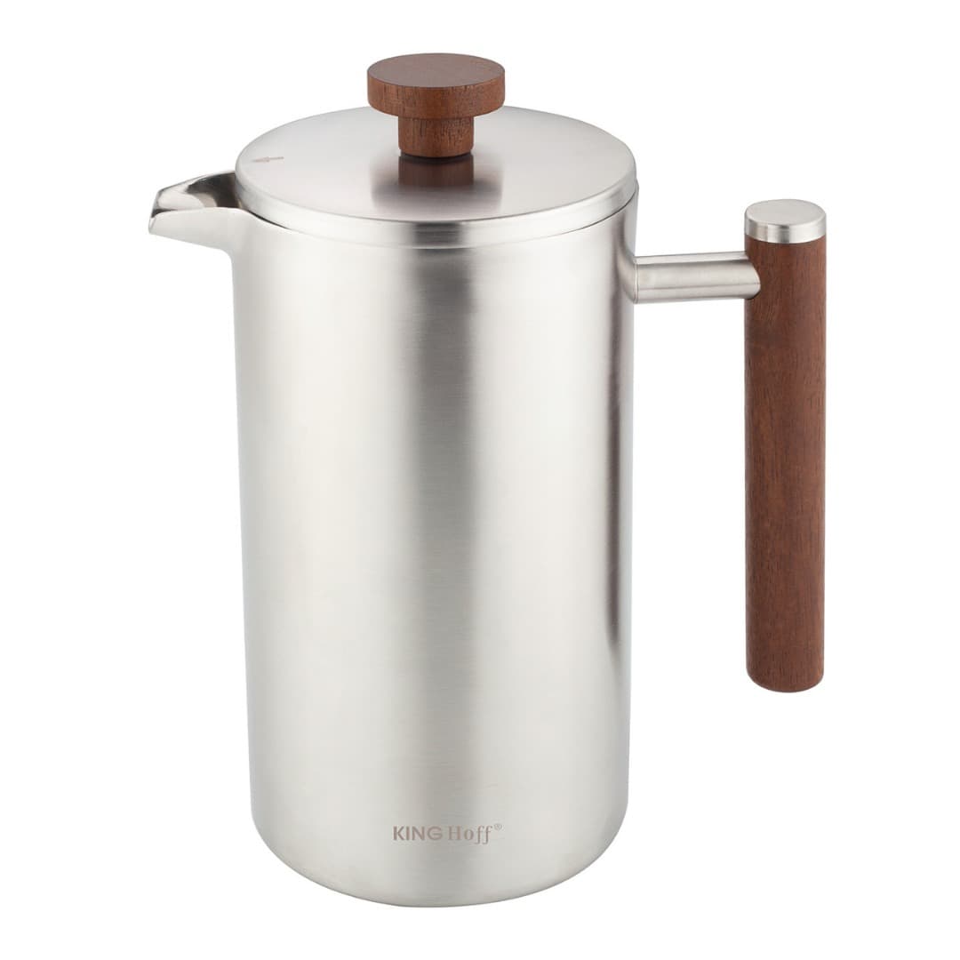 Zaparzacz French Press 1L z podwójnymi ściankami i drewnianym uchwytem
