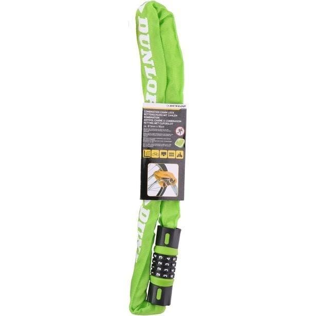 Zapięcie rowerowe Dunlop łańcuch na szyfr 90 cm zielone