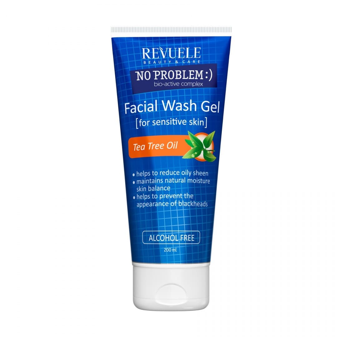 Żel do mycia twarzy z olejkiem z drzewa herbacianego na trądzik i wągry / Revuele No Problem Washing Gel (200 ml)