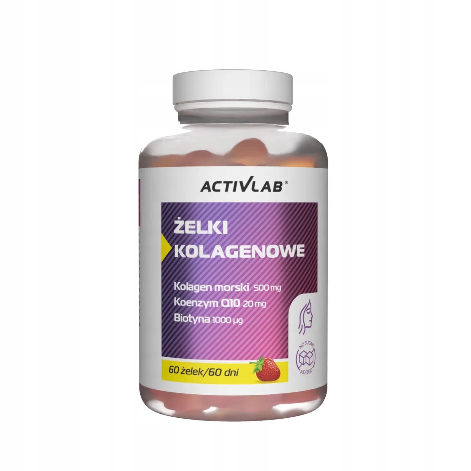 ACTIVLAB Żelki Kolagenowe Smak truskawkowy (słój 60 żelek) Suplement diety.