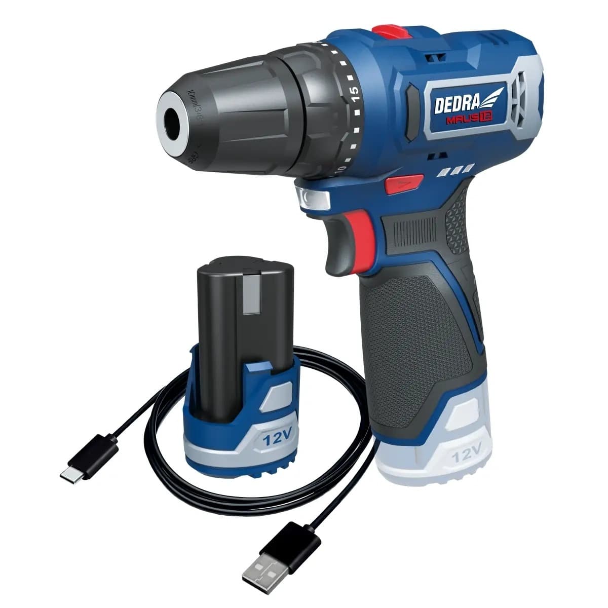 Wkrętarka akumulatorowa 12V z ładowarką USB i akumulatorem 2,0Ah zestaw
