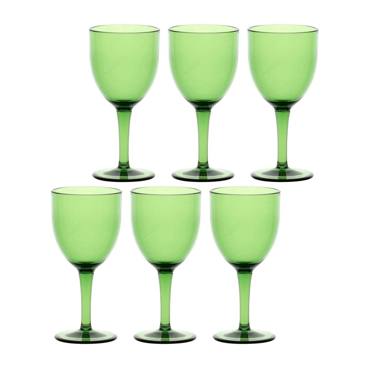 Zestaw 6 akrylowych kieliszków do wina 400 ml zielony