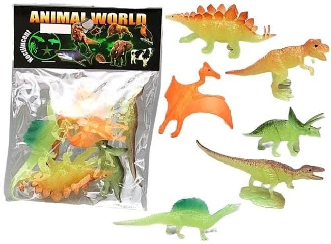Zestaw figurek dinozaurów świecących w ciemności