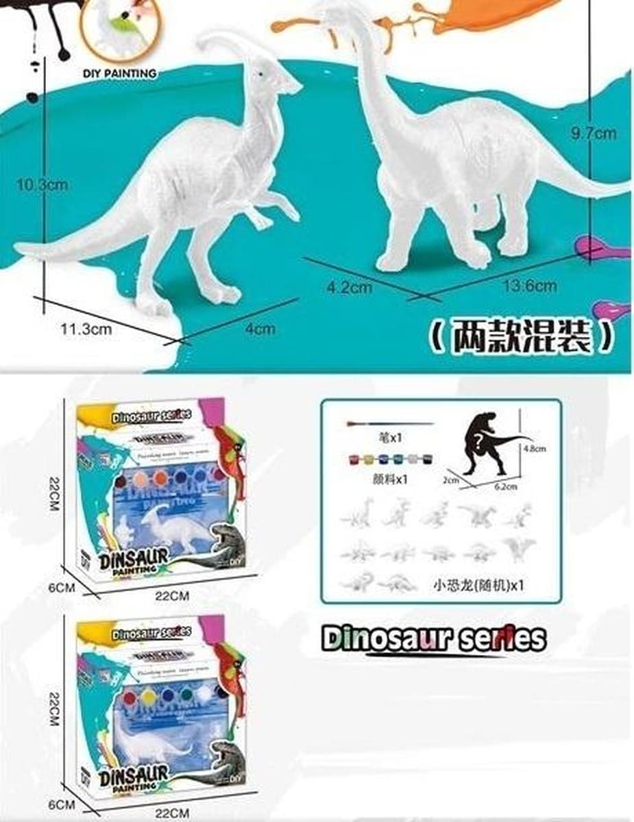 Zestaw dla dzieci do malowania dinozaurów 2 figurki