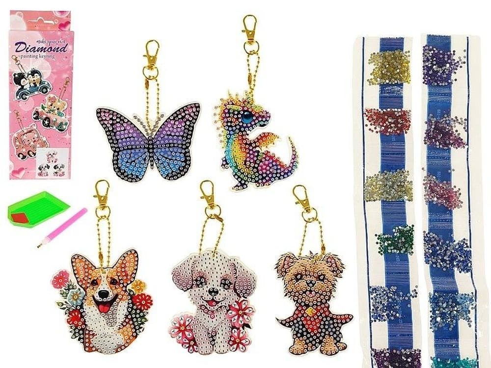 Zestaw do tworzenia breloczków DIY dla dzieci z brelokami i diamencikami MIX