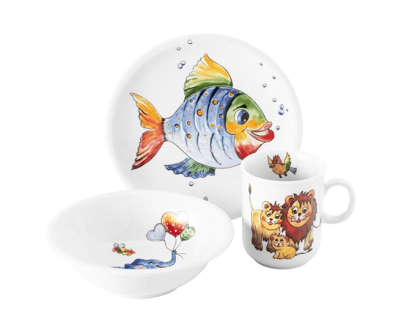 Zestaw dziecięcy SELTMANN Colorful Wildlife 3 elementy porcelana
