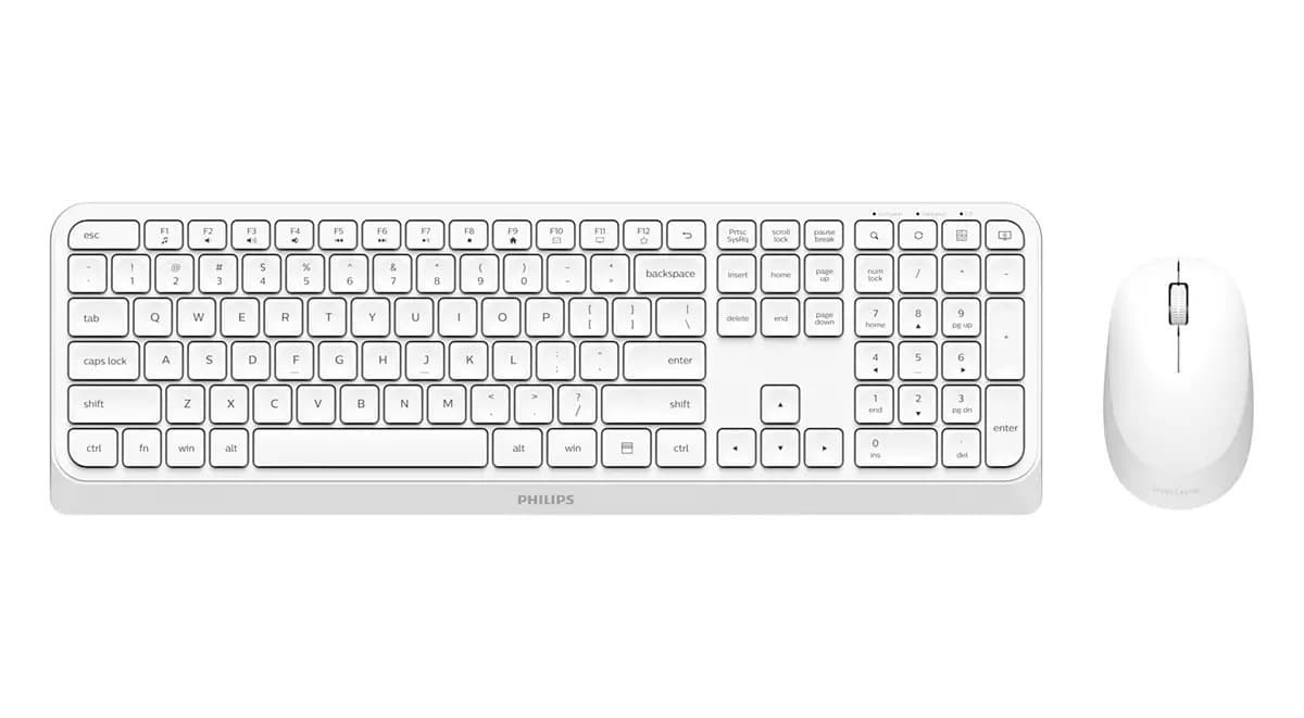 Zestaw klawiatura bezprzewodowa + mysz Philips 3000 series 1600 DPI biały
