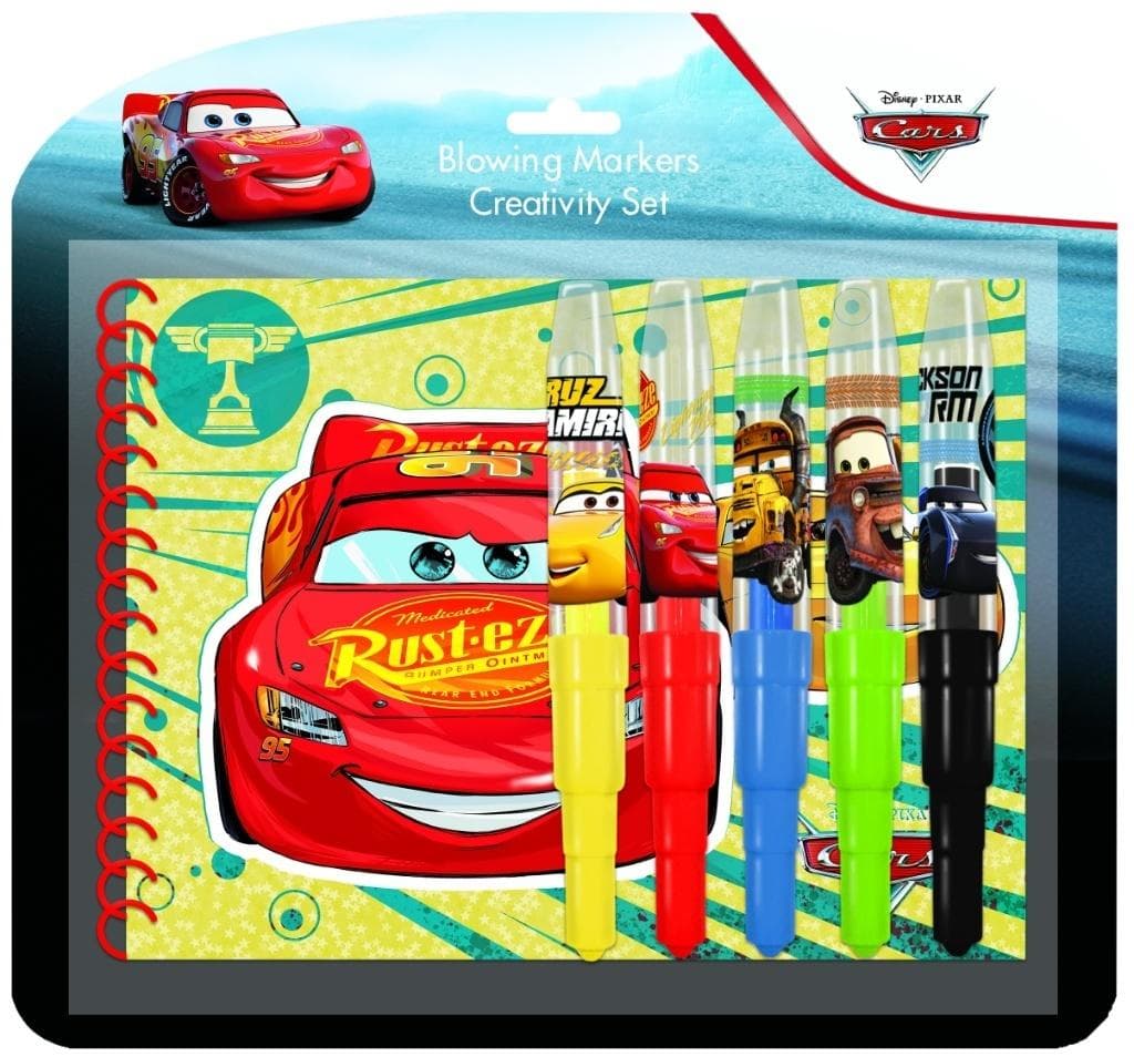 Markery dmuchane Cars zestaw 5 sztuk z notesem i szablonem
