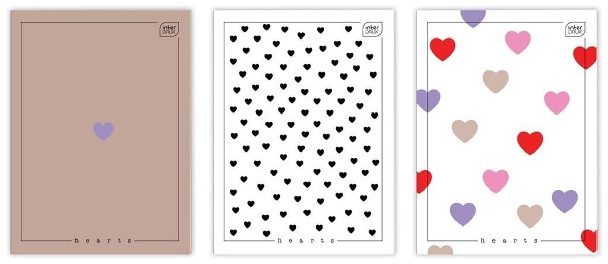 Zeszyt A4 80 kartki kratka z okładką UV Hearts 5 szt.