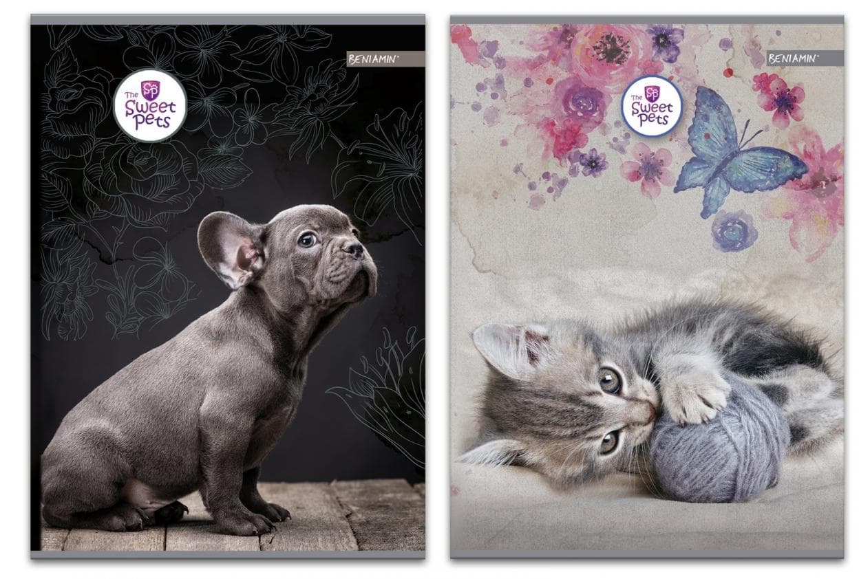 Zeszyt szkolny A5 60 kartek linia The Sweet Pets Mix 5 sztuk