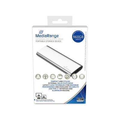 Zewnętrzny dysk SSD MediaRange 900 GB USB Type-C 3.2 Gen 2 Srebrny