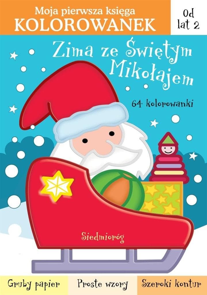 Zima ze Świętym Mikołajem kolorowanka dla dzieci 64 strony