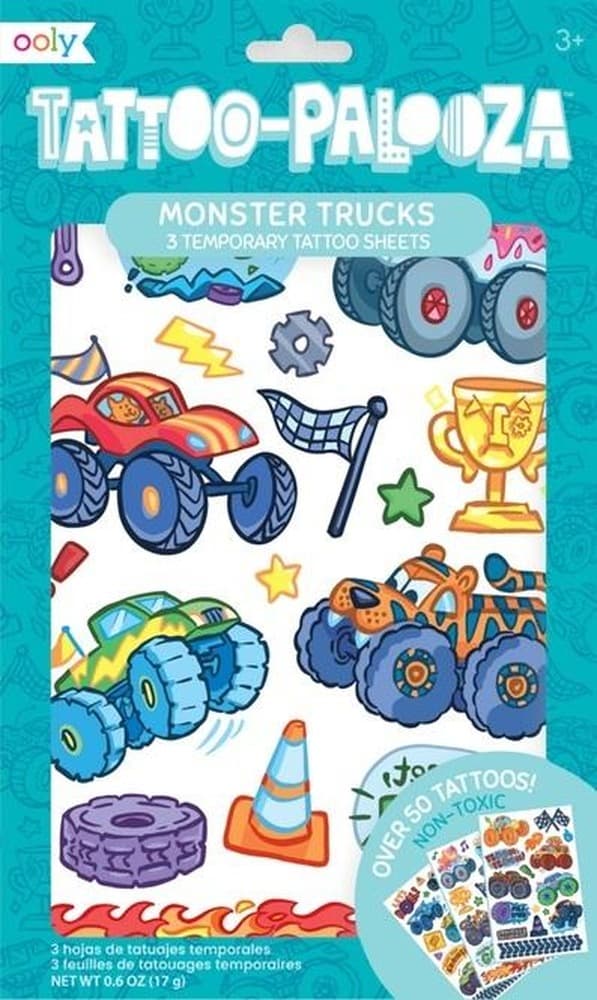 Ooly Zmywalne Tatuaże Tattoo Palooza Monster Truck dla Dzieci 50 sztuk