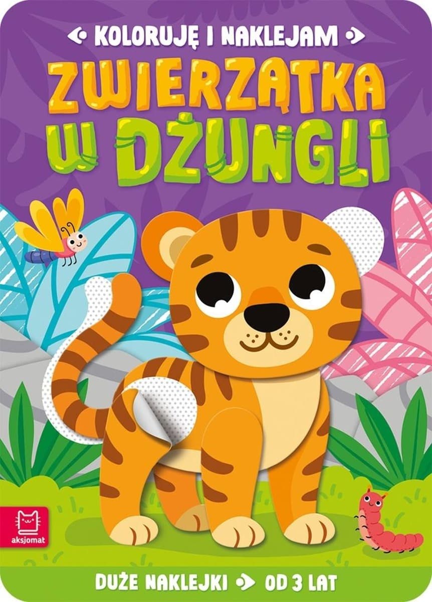 Zwierzątka w dżungli. Książeczka do kolorowania i naklejania