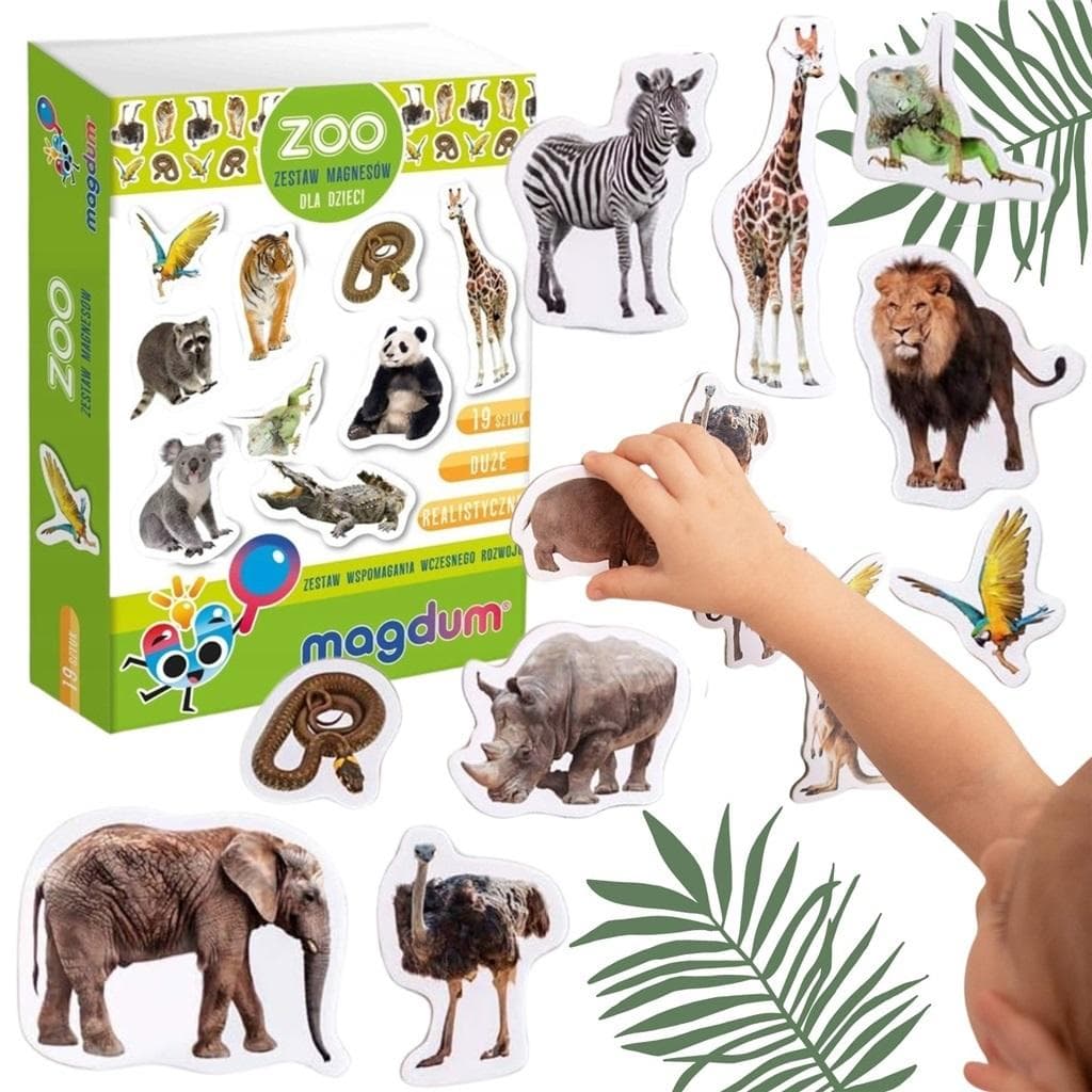 Magnesy edukacyjne Zwierzęta w Zoo 19 elementów dla dzieci