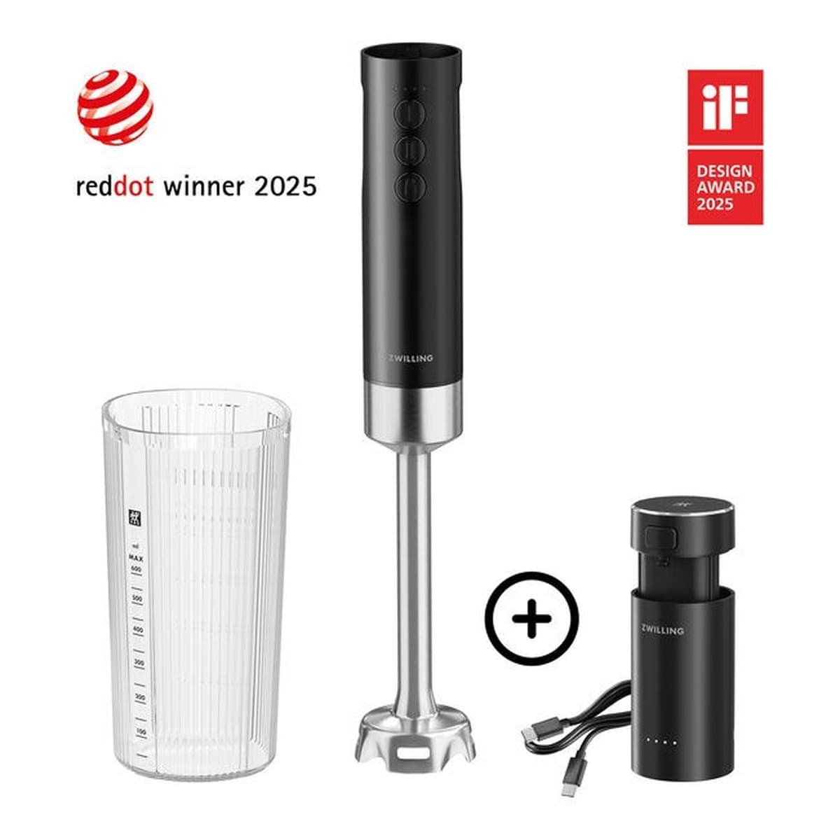 ZWILLING XTEND Zestaw startowy: bezprzewodowy blender ręczny + bateria, czarny