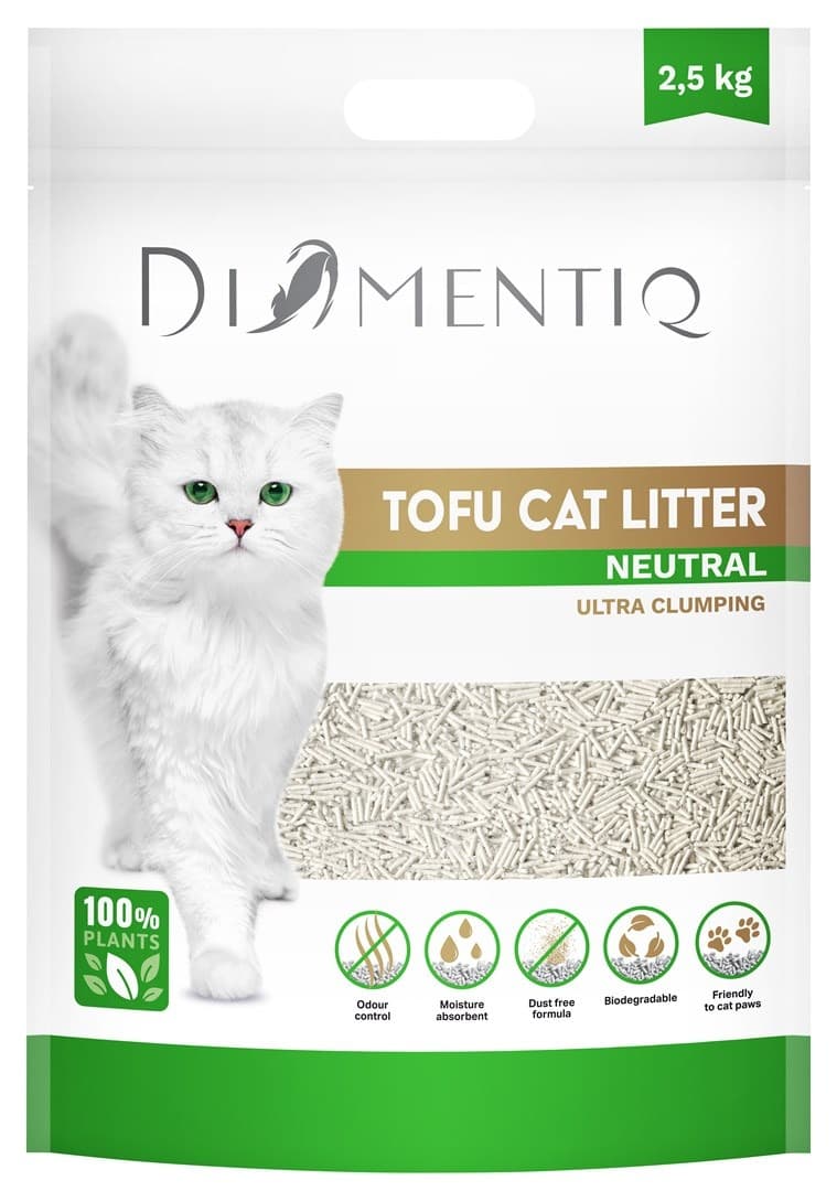 Żwirek Tofu zbrylający DIAMENTIQ 2,5 kg Naturalny
